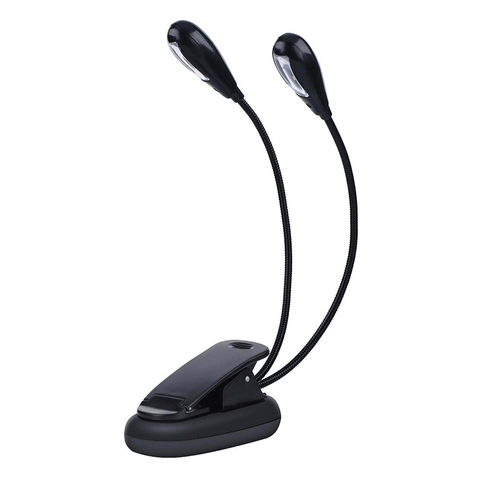 Clip On Music Stand Light LED Lamp with 8 Beads, Mini Double Adjustable Arms Book Reading Light for Sheet Music and Instruments