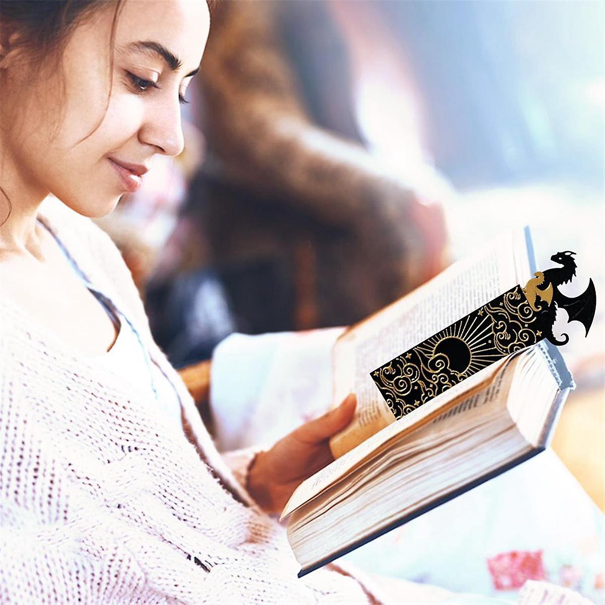 Dragon Bookmarks for Men, Book Accessories for Reading Lovers, Book Marks for Reading Black and Gol