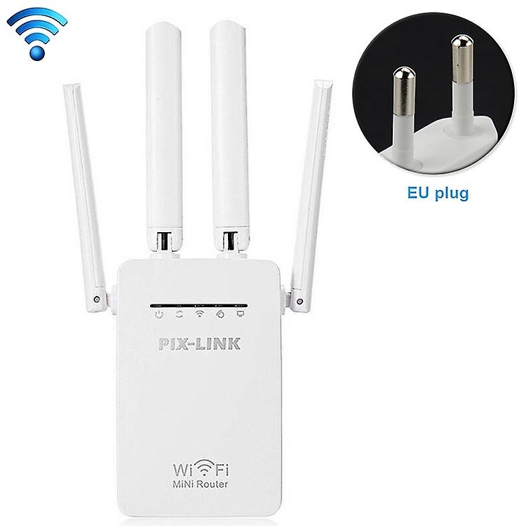 Wireless Smart WiFi Router Repeater with 4 WiFi Antennas EU Plug White