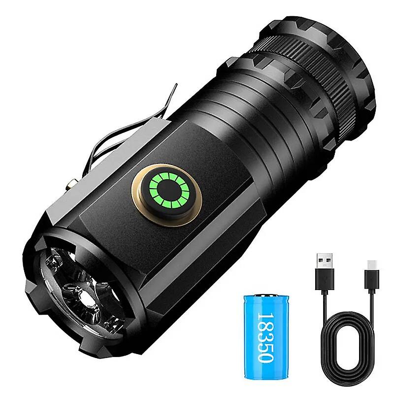 New Edc Flashlight Strong Light 3 Sst20 Led Type-c Rechargeable Outdoor Mini Fixed Focus Small Flash Light Camping Light Torch