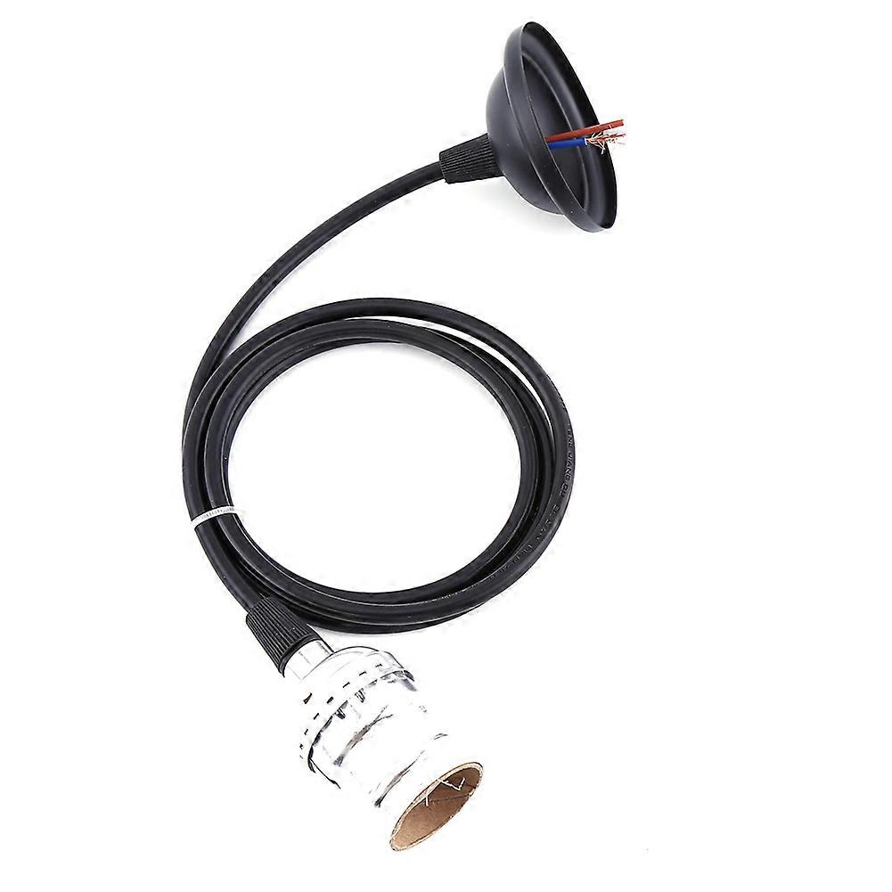 E27 Socket Screw Bulbs Edison Retro Pendant Lamp Holder Silver With Wire No Switch