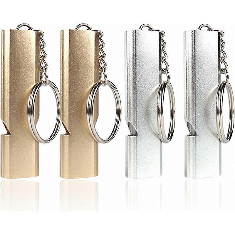 4 Pack Emergency Whistle, Loud Emergency Whistle, Whistle with Keychain Double Tube Whistle for School, Gym, Camping, Fishing, Hiking, Hunting, Emerge