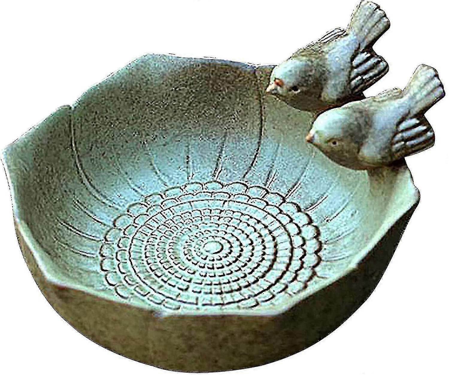 Round Bird Bath Decorative Ceramic Bird Outdoor Bird Feeder