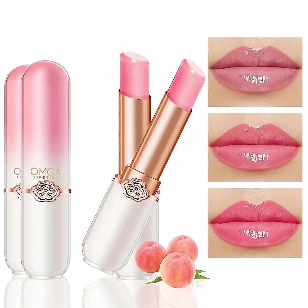 Peach Temperature Changing Color Lip Balm, Long Lasting Hydrating And Nourishing Lip Gloss, Jelly Lipsticks