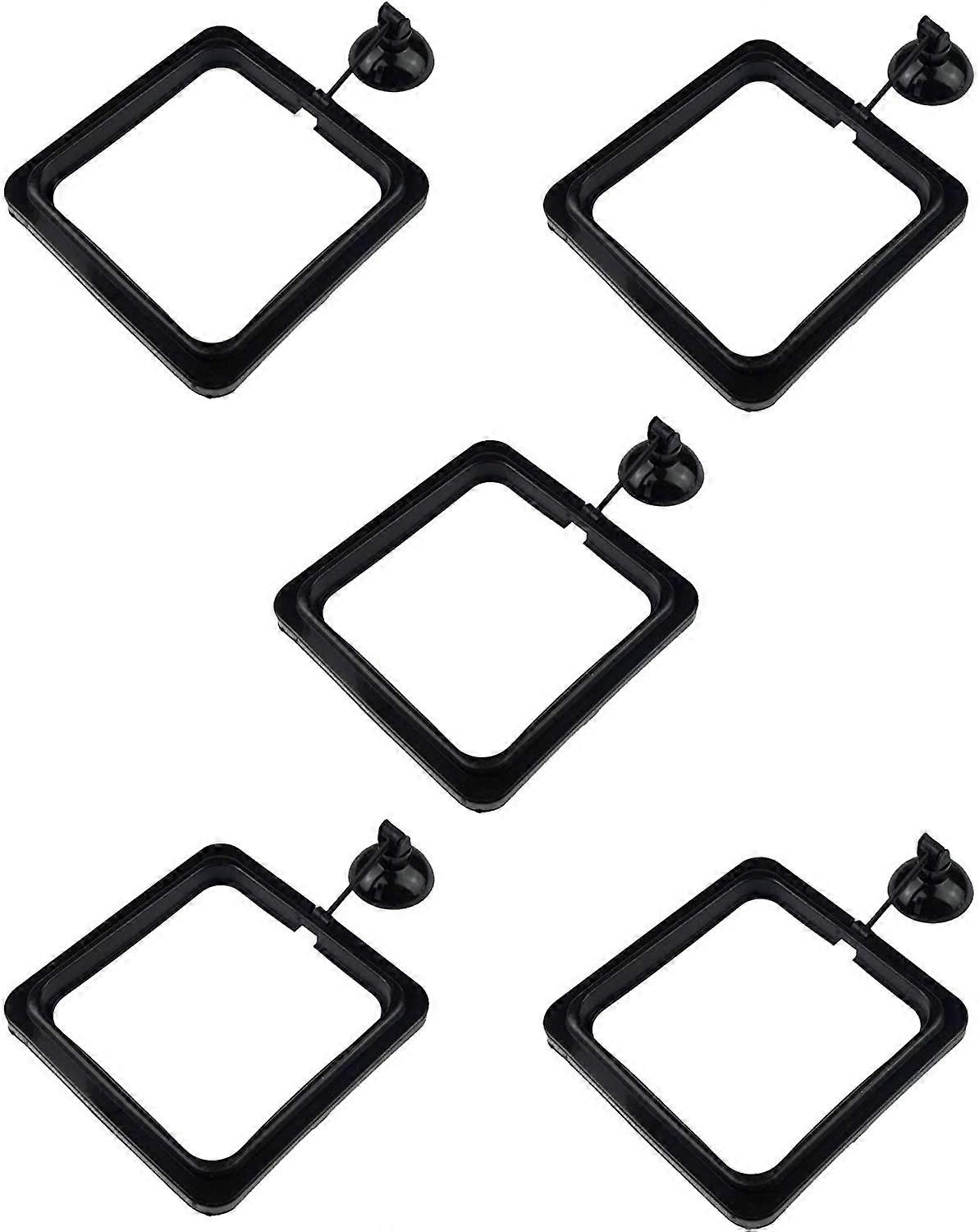 5PCS Aquarium Fish Feeding Ring Floating Food Feeder, Square Shape, Black