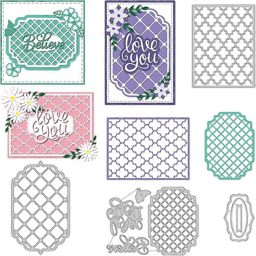 4Styles Net Lace Frame Cutting Dies Grid Background Metal Cutting Dies