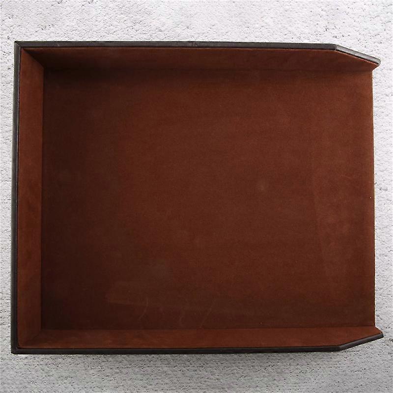PU Leather Tray, Document Desk Organizer,Stackable Office File Document Tray Holder (Brown)