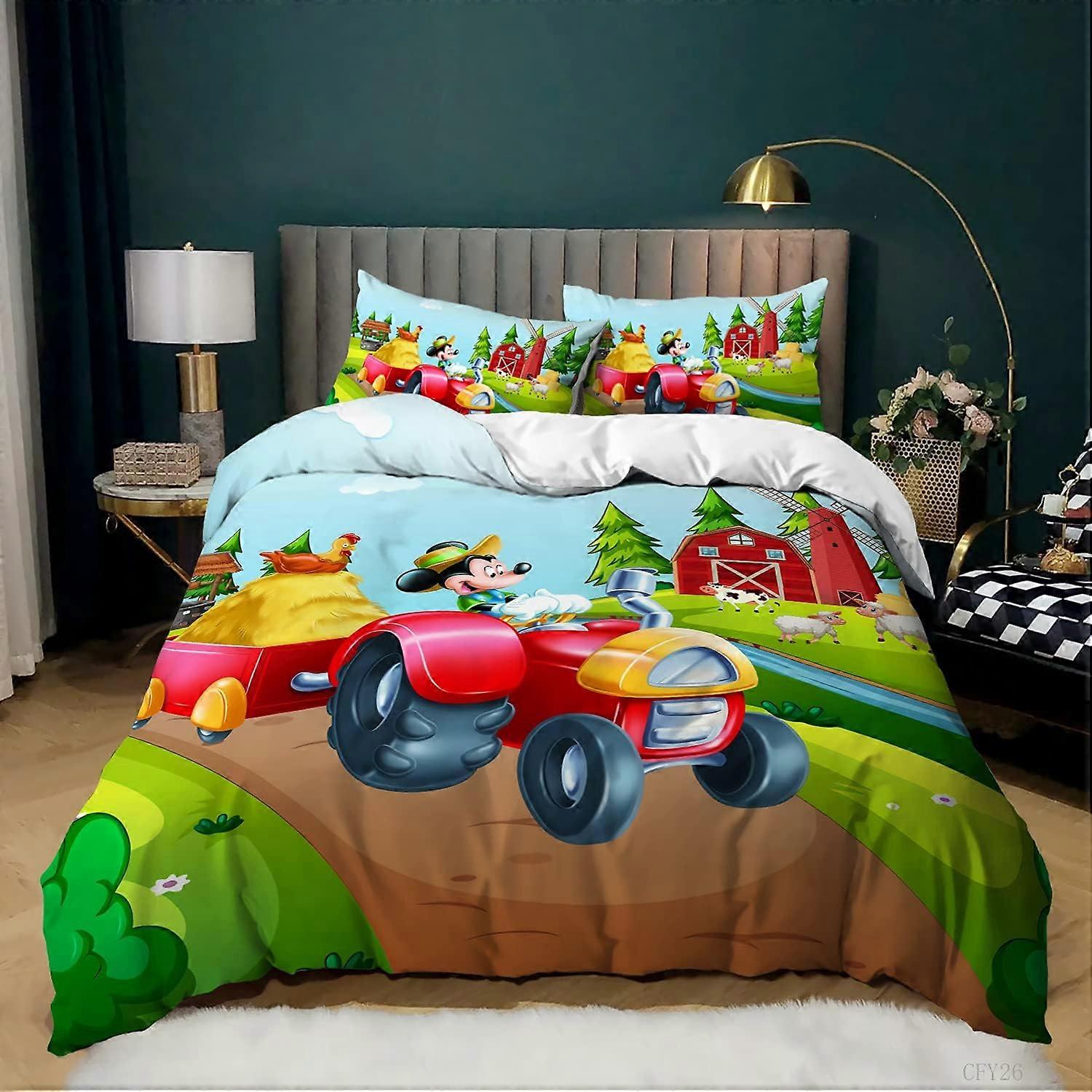 3 Piece Mickey Mouse and Minnie Bedding Set with Zipper and 2 Pillowcases 50 x 75 cm)