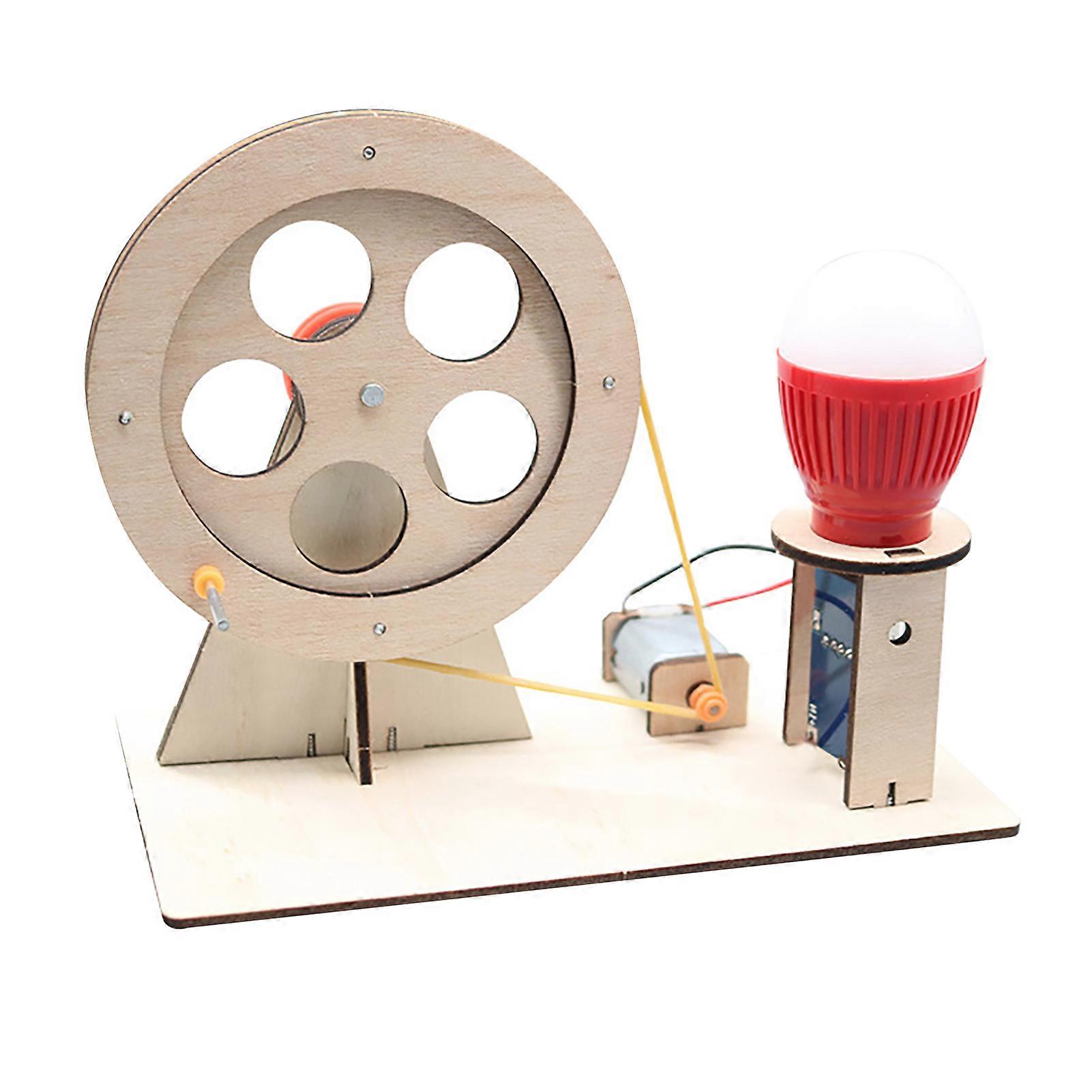 Hand Cranked Generator Power Set Wooden DIY Manual Science Experiment Educational Generator Projects for Boys Girls