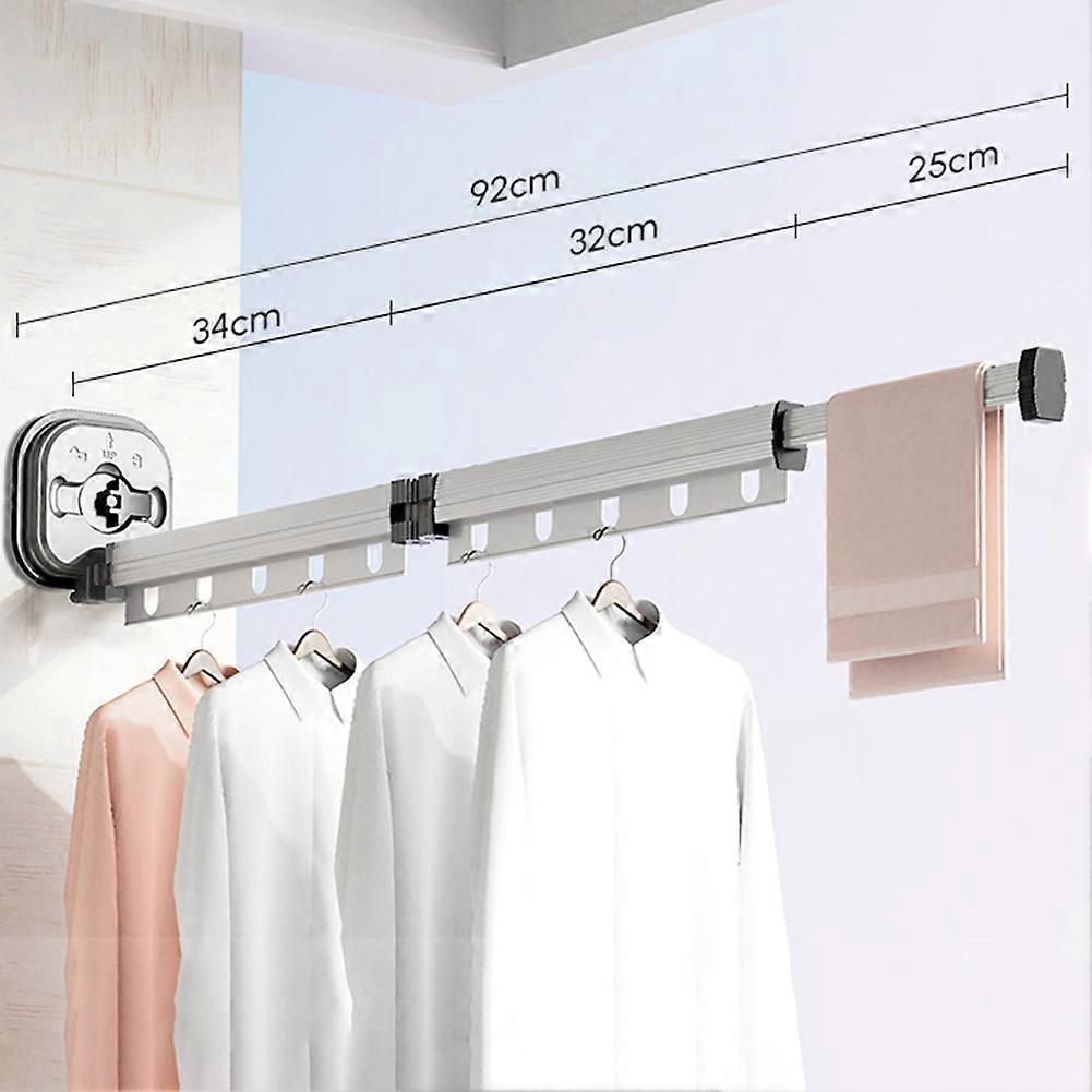 Portable Telescopic Folding Clothes Hanger with Sucker Heavy Duty Saving Space Hanging Pole for Home Travel