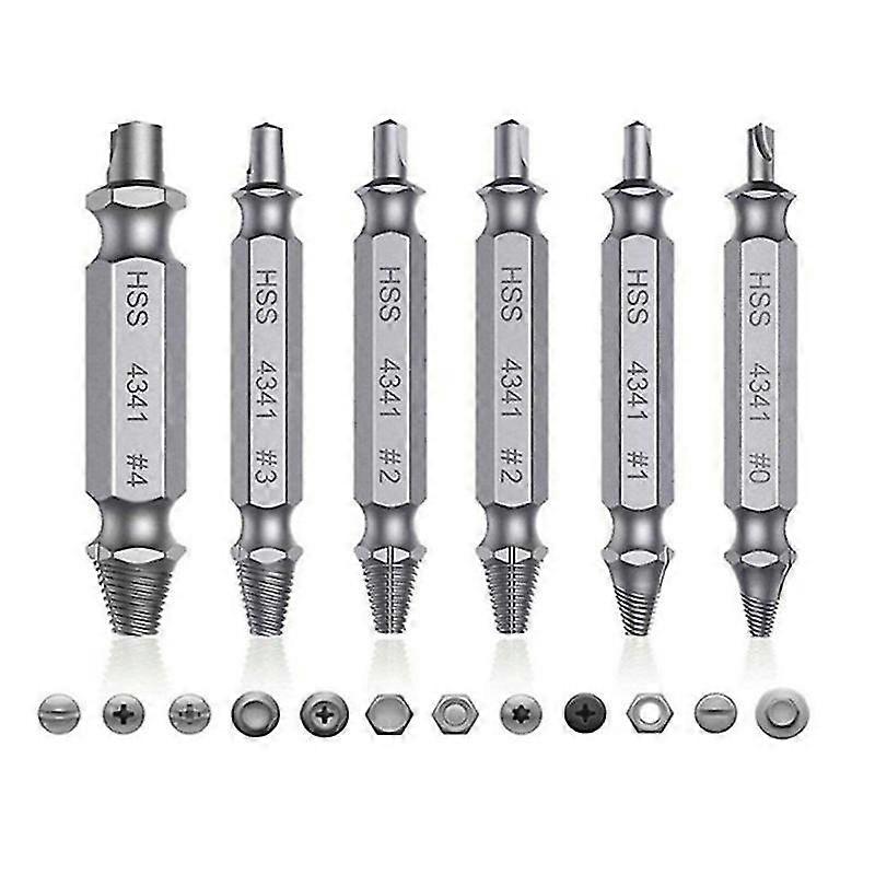 6pcs Broken Screw Extractors Set Stripped Damaged Screw Remover Tool