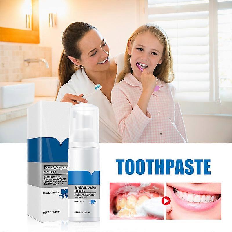 Teeth Whitening Teeth Cleansing Mousse Foam Toothpaste Deep Cleaning for Teeth Brightening Removing Bad Breath 60ml New