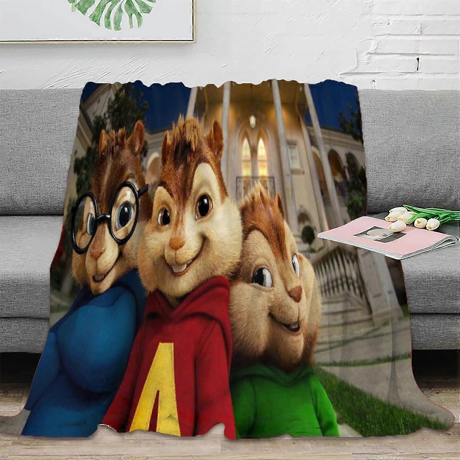 3D Print Alvin And The Chipmunks Throws Blankets Lightweight Washable Breathable Plush Blanket Fluffy Cozy Flannel Blanket All Seasons Suitable for Ki