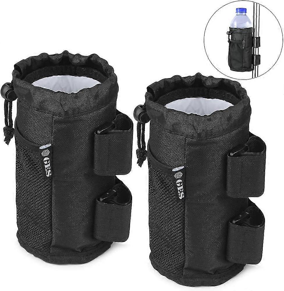 Drink Holders, 2 Pack Rollable Drink Holders With Mesh Pocket And Cord Lock
