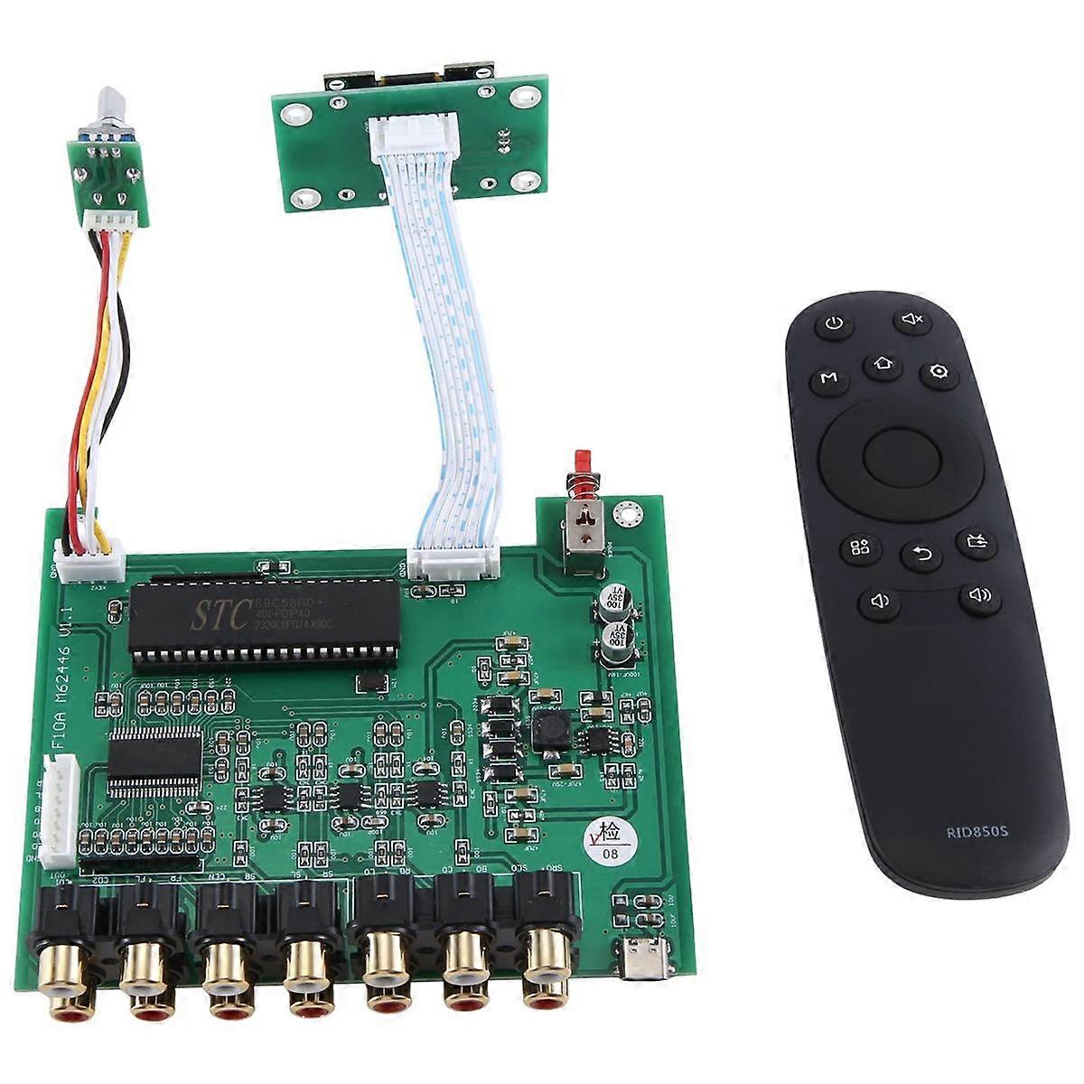 DLHiFi F11 M62446 Préampli 5.1 6 Canaux Entièrement Indépendance Télécommande OLED Affichage pour HiFi Ampl