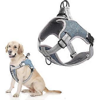 Breathable Adjustable Padded Reflective Anti Pulling Dog Harness For Medium / Small Dogs (l, Blue)