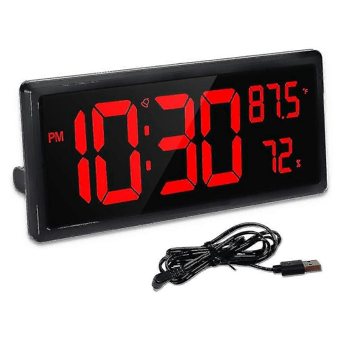 Large Digital Wall Clock,digital Clock Display With Temperature And Humidity,14.3 Inch Led Numbers