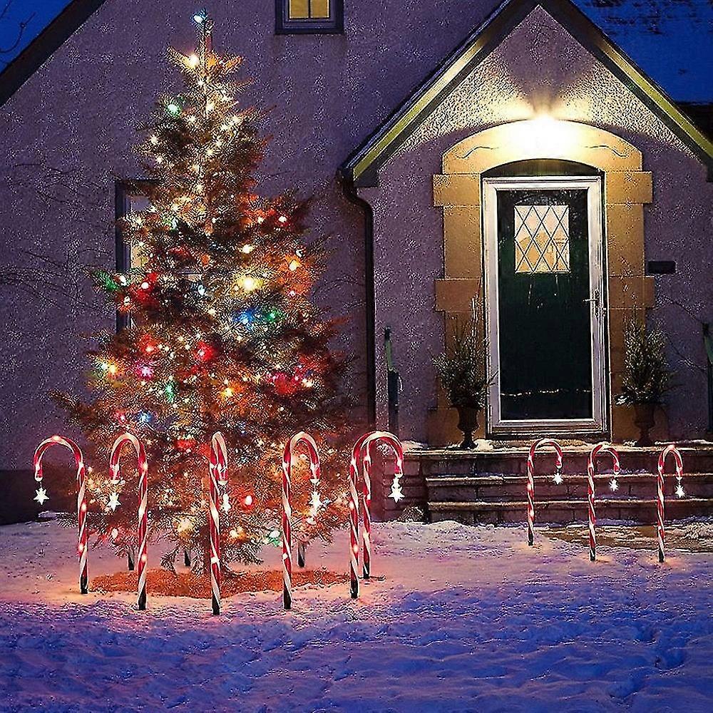 Sæt med 8 Snefnug Cane Led Fairy Lights String Lights Juledekoration Xmas Ornament hy