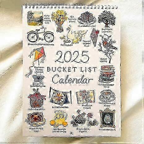 2025 Bucket List Kalender, 2025 12 Måneder Veggkalender, 2025