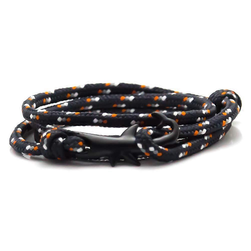 Fashion Plated Black Alloy Shark Tail Hook Colorful Rope Bracelet Bangle