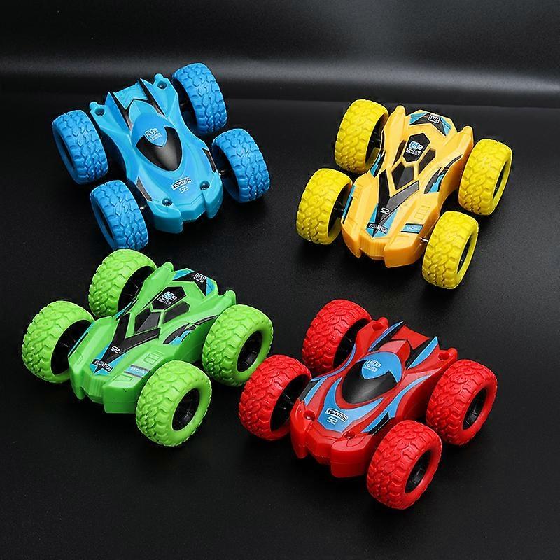 Pull Back Truck, 4-Pack Monster Toy Truck Reversible Friction Power Car Flip Shockproof Inertia Car Push Away Car for Toddlers and Kids