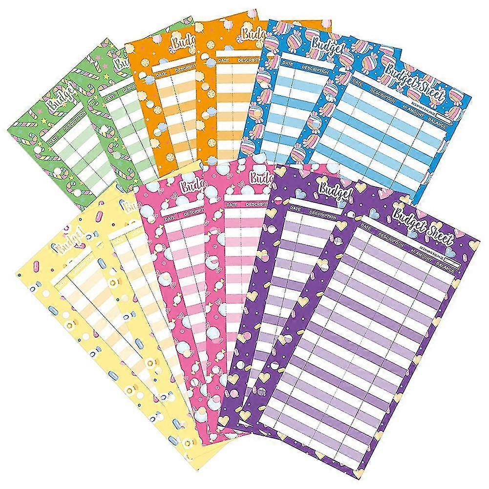60pcs Budget Sheets Expense Tracker Paper Refill Inserts With Holes For A6 Cash , Pattern