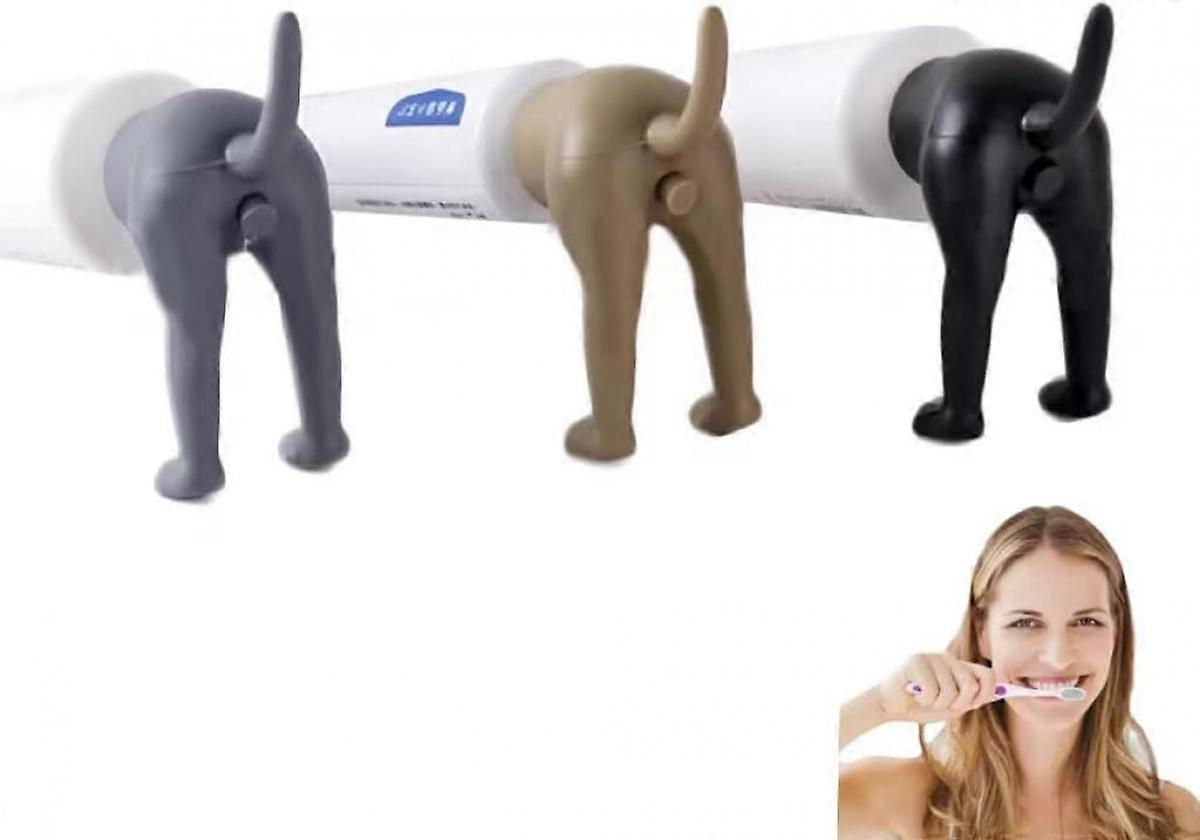 3 piece poop dog butt toothpaste top cap, fun creative toothpaste squeezer, fun toothpaste dispenser