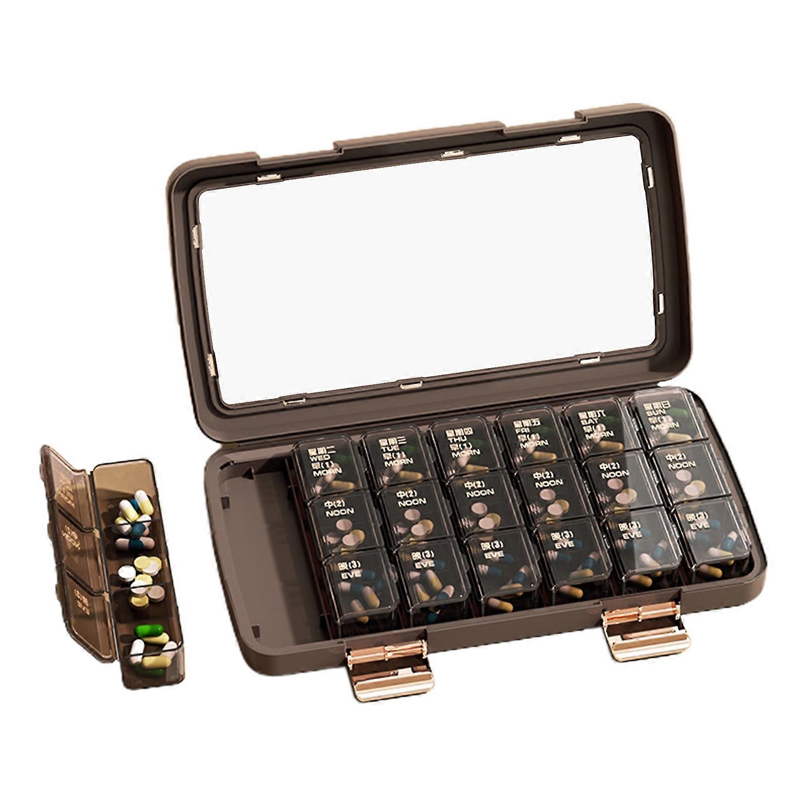 Pill Box Large Capacity Dust-Proof Sealed Date Marker Transparent Weekly Pill Organizer Box Household Supplies KAESI