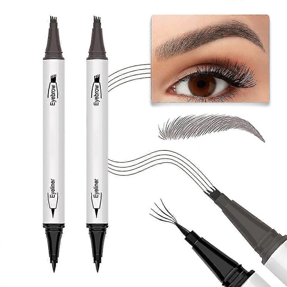 2 stuks waterdichte Microblading wenkbrauwpen, Magic Eyebrow Pencil 4 Tipped Precise Brow Pen, waterdichte make-up contouren pen