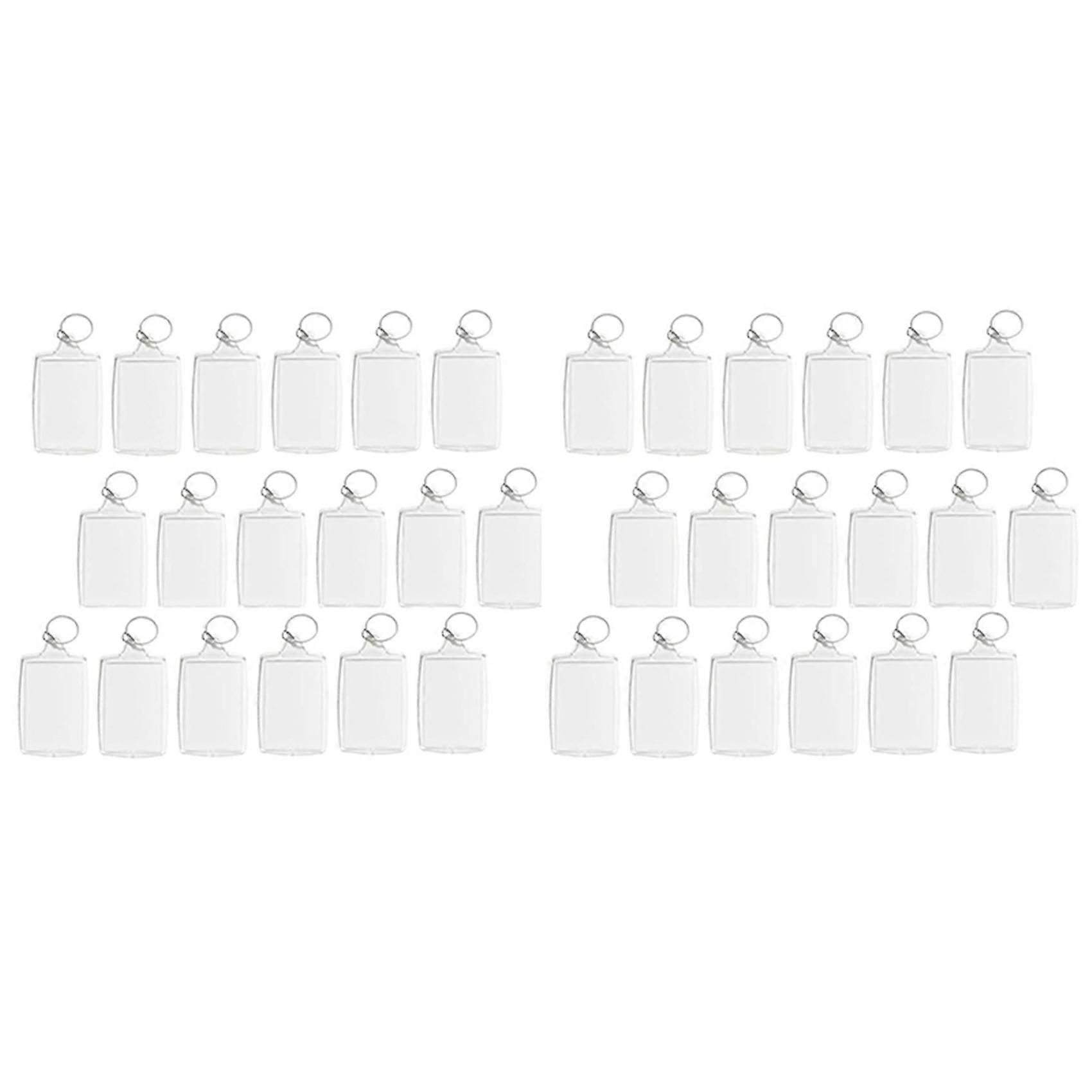 200Pcs Photo Keychain Rectangle Transparent Blank Acrylic Insert Photo Picture Frame Keyring Key Ho