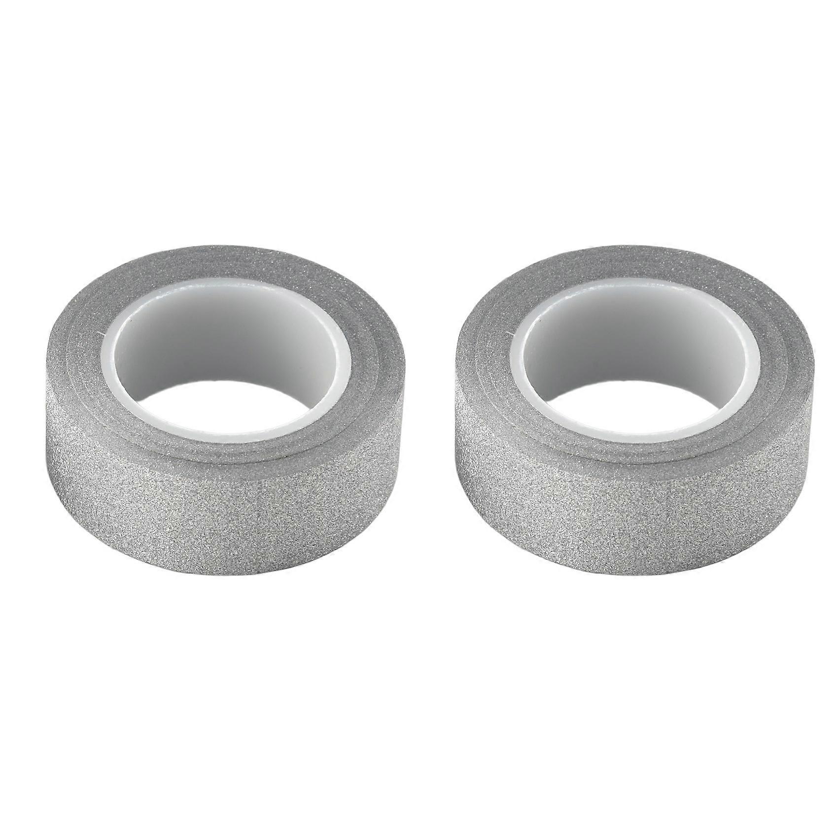 2 x 10M Glitter Washi Tape Stick Self Adhesive Decorative Craft DIY Paper silver