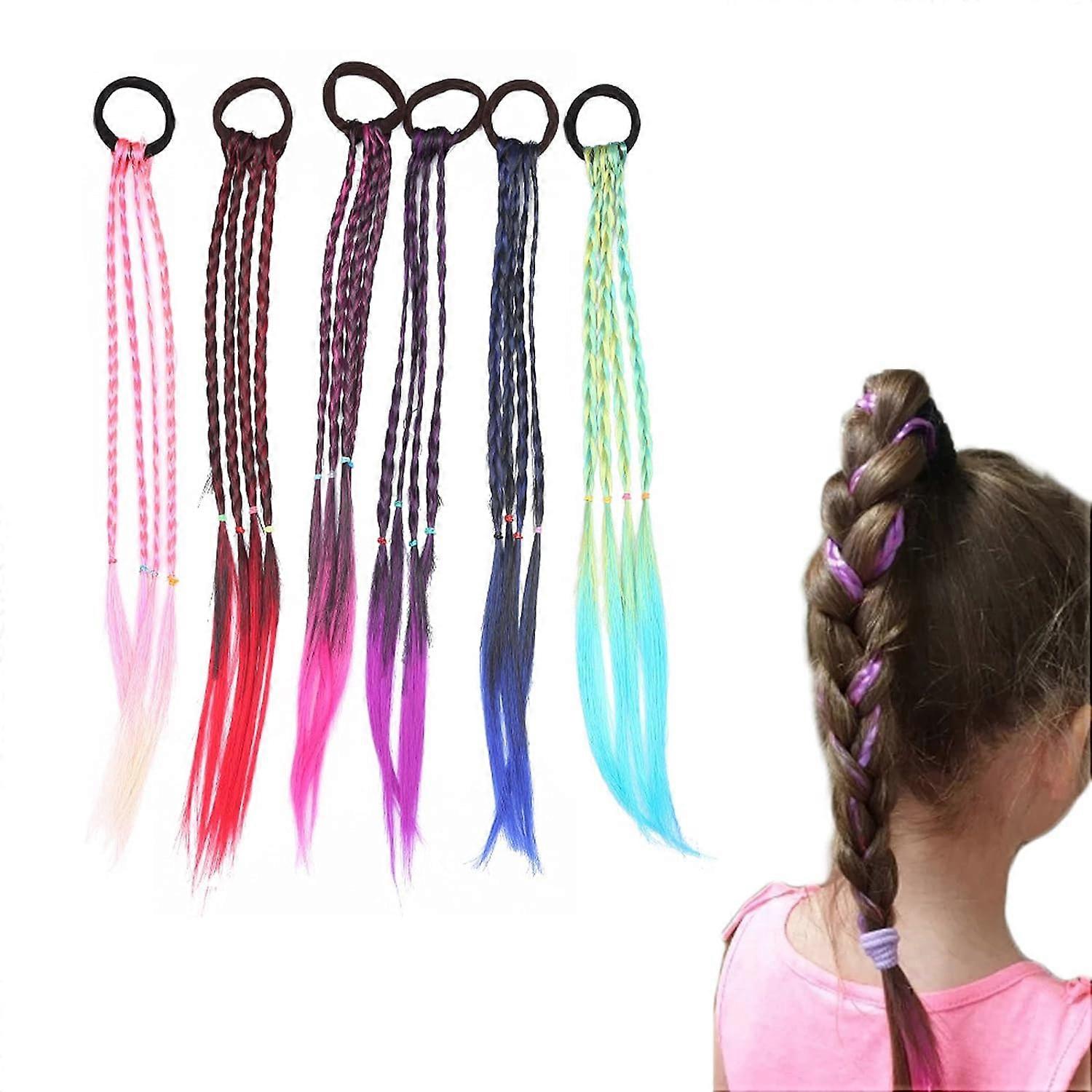 Extensions Tresses Colorées 8 Pièces Avec Bande Corde, Postiche Cheveux Pour Enfant - Idéal Pour Voyage, Fête, Carnaval