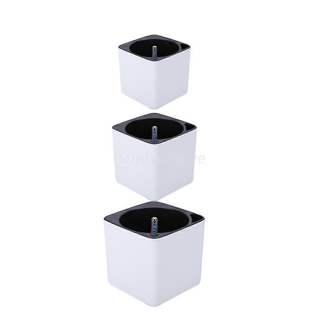 3-size Self-watering Planter for Herbs with Water Level Indicator White