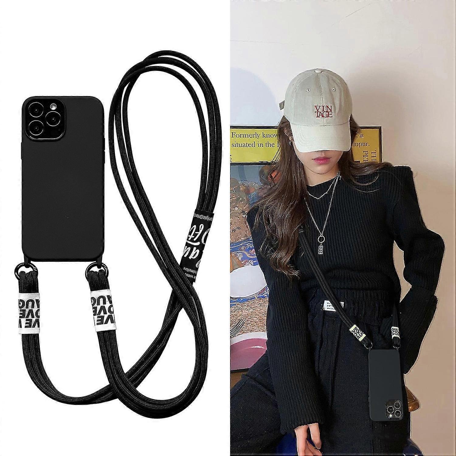 Simple Silicone Shockproof Phone Case Compatible With Iphone 12/13 Series With Crossbody Drawstring