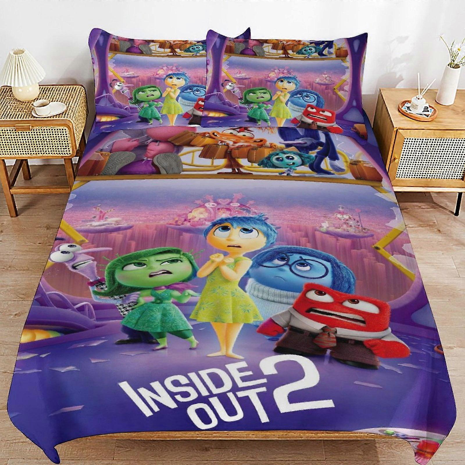bedding set CA465 Inside Out 2 Bed Duvet Cover Microfiber Bedding Sets 3D Printed Lightweight 3 Piece Comforter Sets, 1 Duvet Cover And 2 Pillow DP465