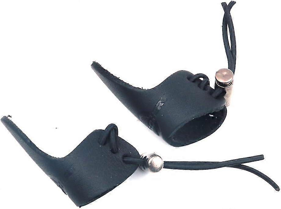2 Pcs Tir à l’arc Finger Tab Cuir Pouce Anneau Flèche Gant Gant Finger Pad pour Chasse Longbow Archery Noir