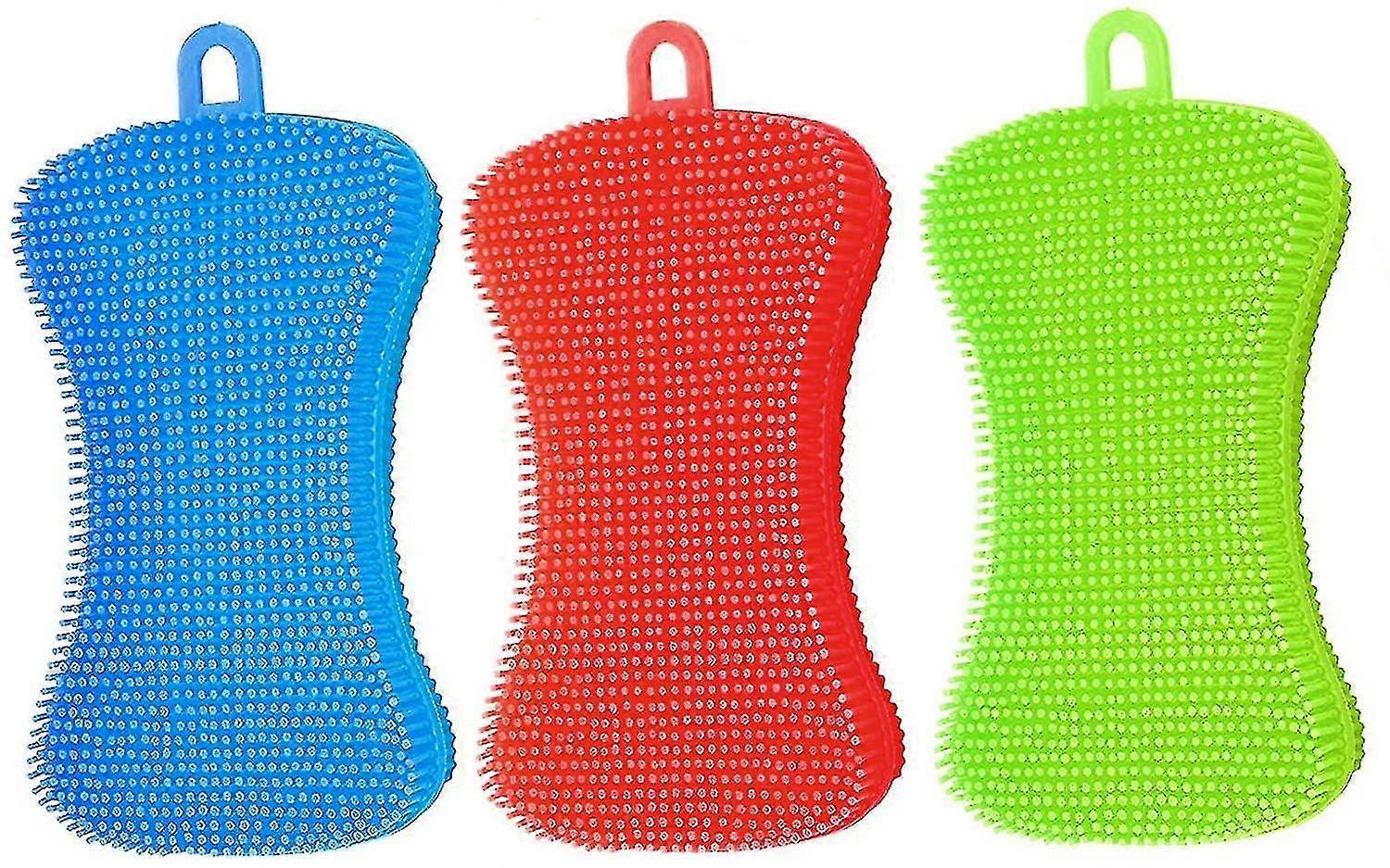 Silicone Dish Sponges,kitchen Gadgets Brush Accessories (3 Pack)