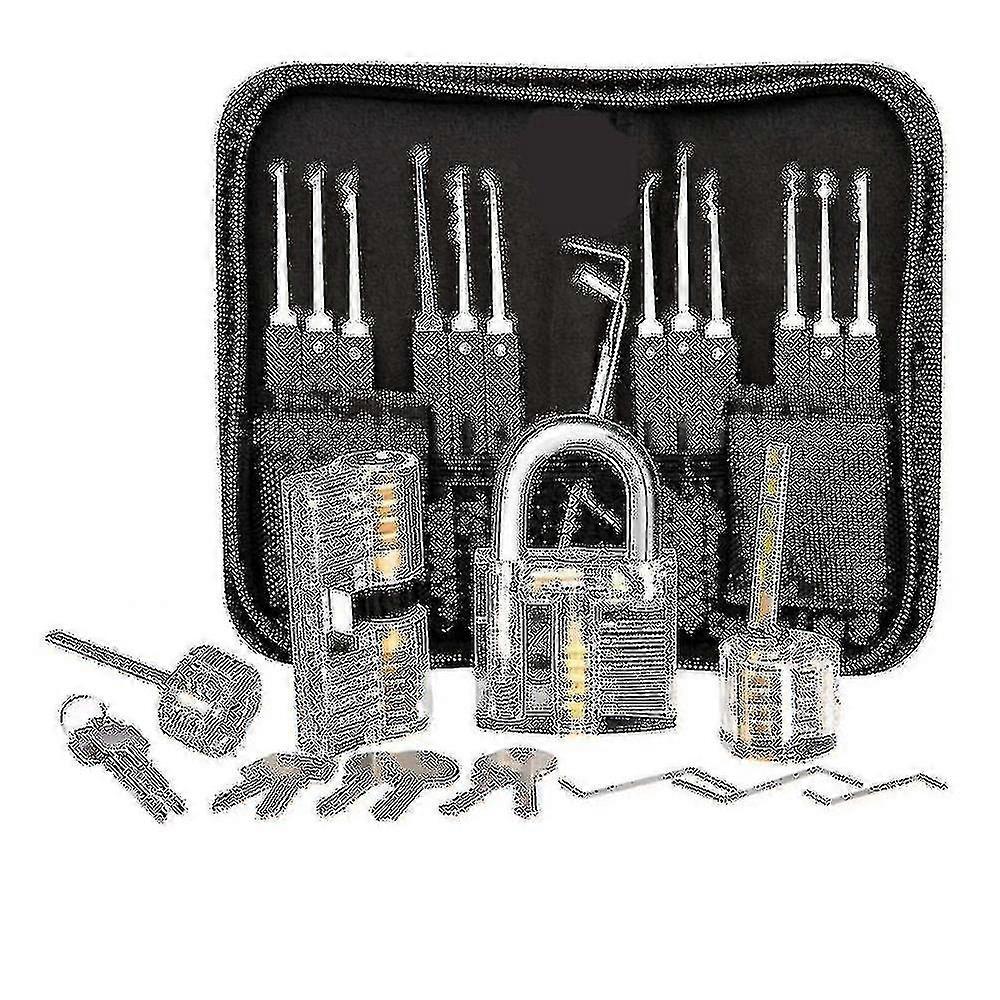 Venalisa Lock Picking Kit, 25-piece Lock Picking Kit, Practice Tools With 3 Clear Locks_a-yky