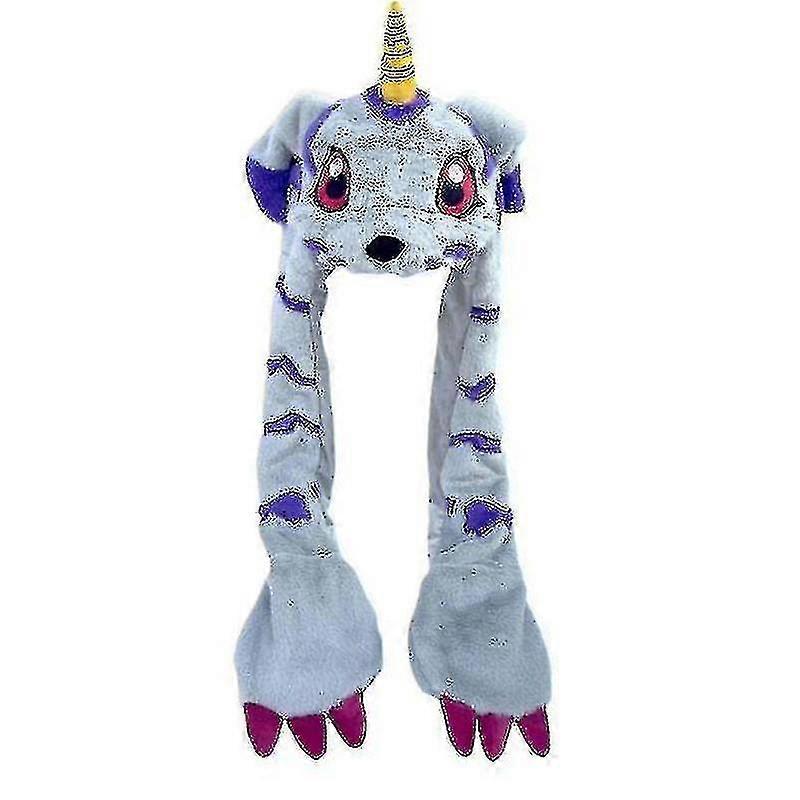 Digimon Adventure Kawaii Gabumon Plushie Cap Hat Pinch Plush Hat Keep Warm Hat Ears Up Head Ornament