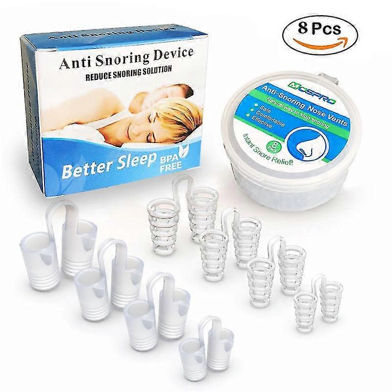Nose Vent Sinus Relief Dilatator (pachet de 8 diferite dimensiuni) - O soluție simplă de dop sforăit pentru sforăitori nazali - Sforăit reutilizabil