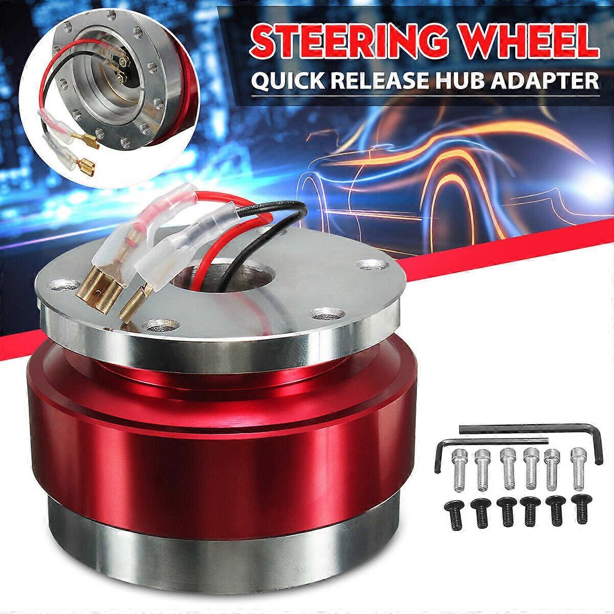 Universal Car Steering Wheel Quick Release Hub Adapter Snap Off Boss Kit Red