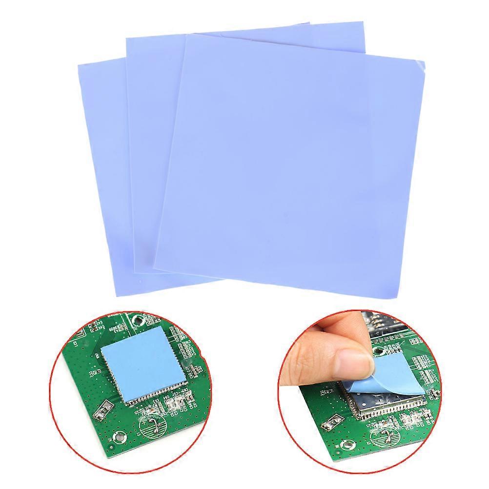 3Pcs Silicone Computer GPU CPU Conductive Thermal Pad Blue 100mm*100mm*0.5mm