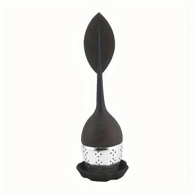 1pc Creative Stainless Steel Silicone Leaf Tea Infuser with Long Handle for Loose Leaf or Herbal Tea - Perfect for Brewing Delicious Tea