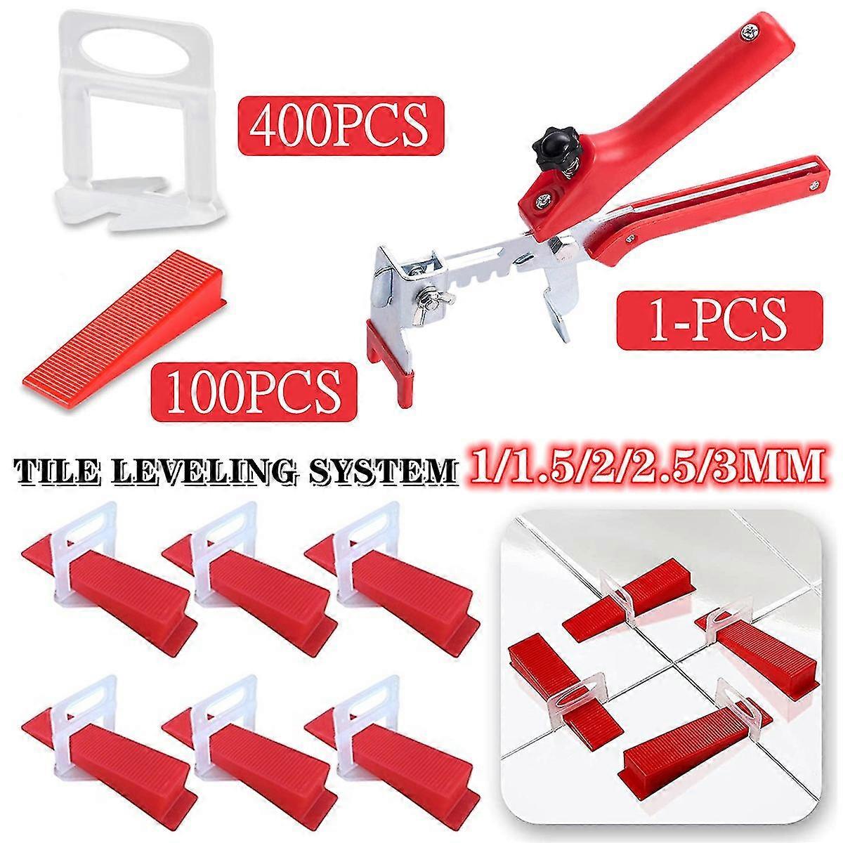 1-3mm Tile Leveling System With 400 Spacer Clips And 100 Reusable Wedges And 1 , Tile Construction Tool Kit