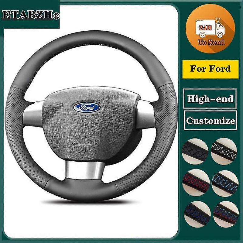 Flätad bil ratt kåpa för Ford Focus 2 MK2 Ford Focus 3 MK3 Äkta Läder Steering Wrap Biltillbehör