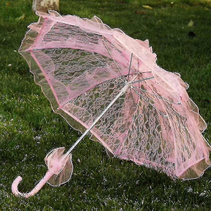 60cm נשים נשים כותנה תחרה מטריה מסיבת חתונה כלות עבודת יד-5
