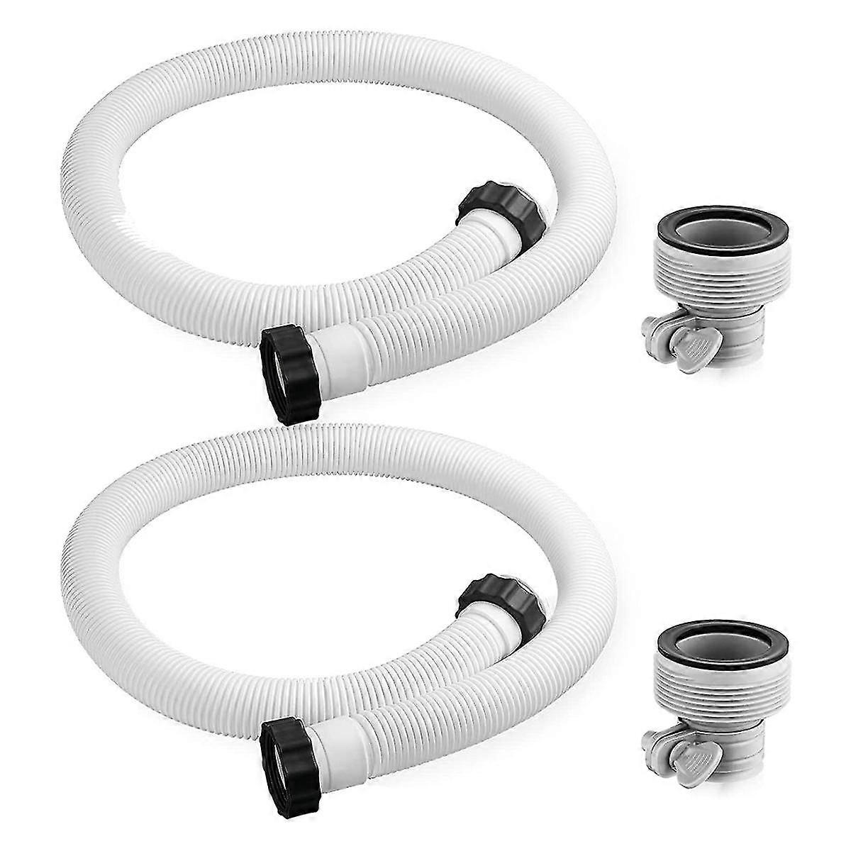 2 Pcs 1.5 Inches 59 Inches Long Above Ground Pool Replacement Hoses With 2 Hose Adapters For Pool Saltwater Systems