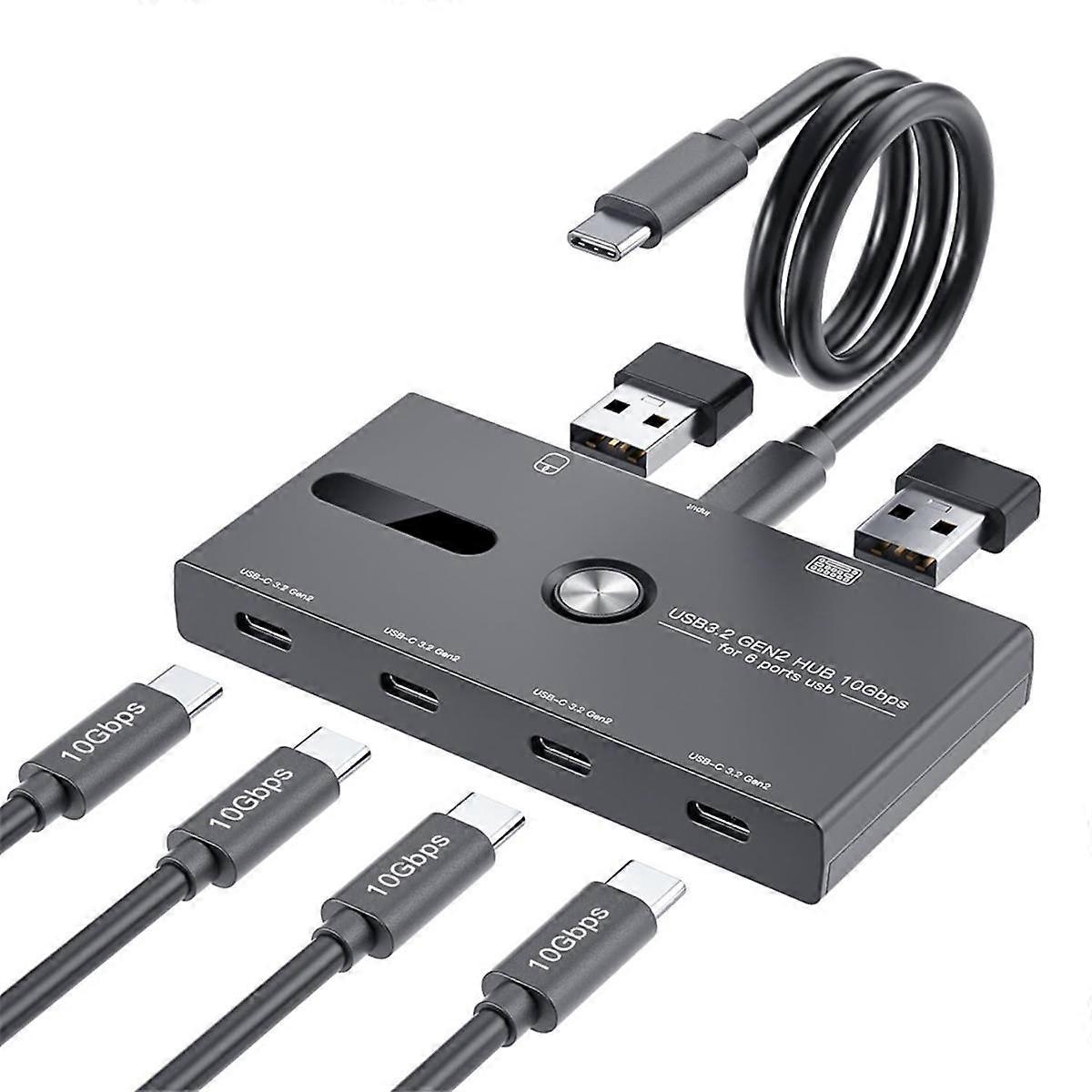 10Gbps USB C Hub, 6 Ports USB C Splitter, Hub for PC, Laptop,HUB Hub 3.2 Gen2 4-Port USB C Splitter