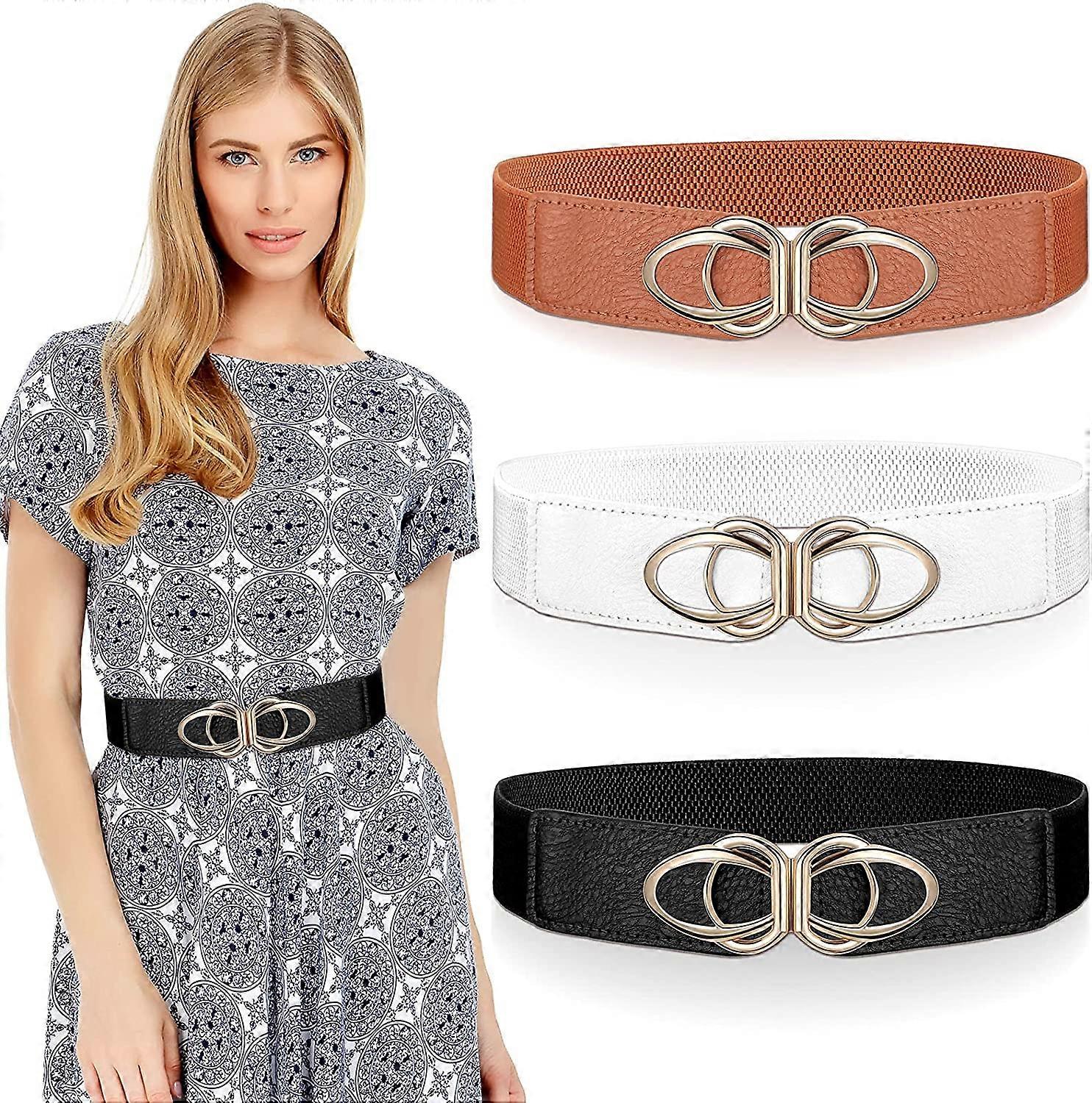 3 stk Healwe bred elastisk midjebelte damer Retro Cinch belte elastisk