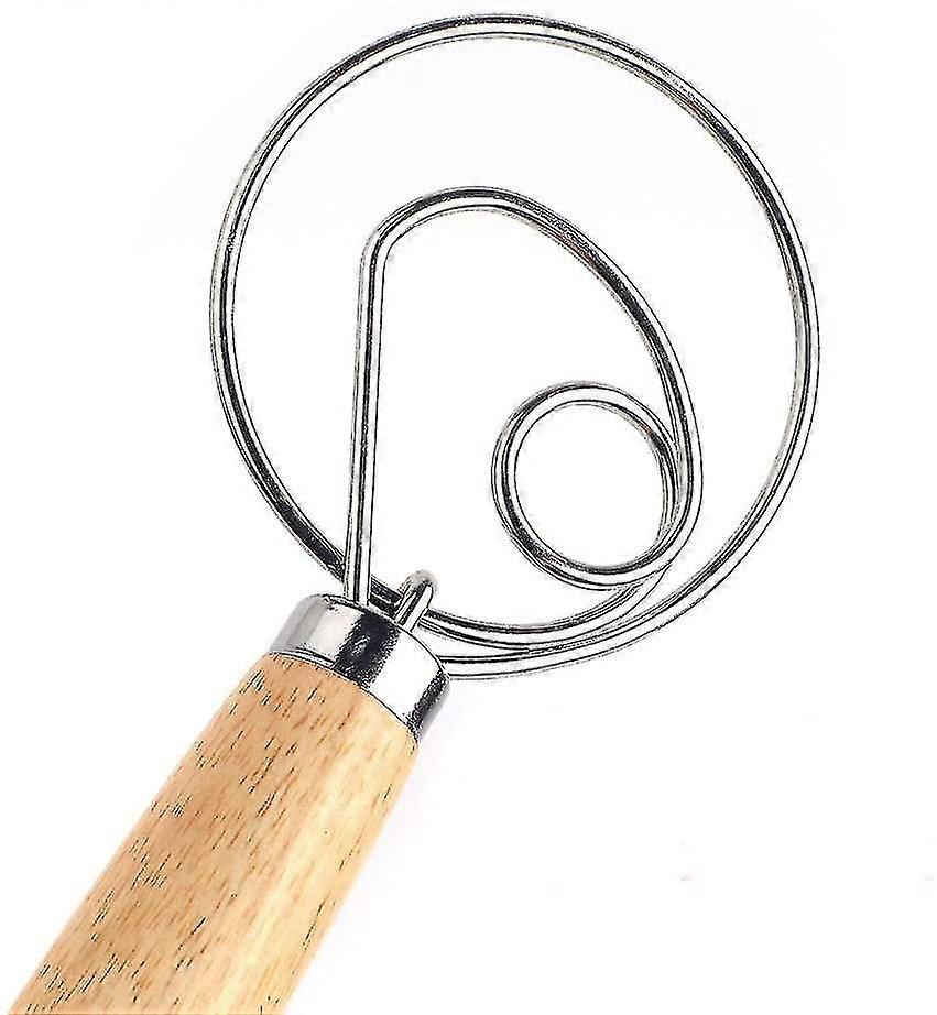 Brotteig Snail, Professional Danish Dough Whisk, Mixer, Egg Bats, Wooden Handle, Bread Dough Whisk Mixer Egg Bats Wooden Handle Accessories Tool For T